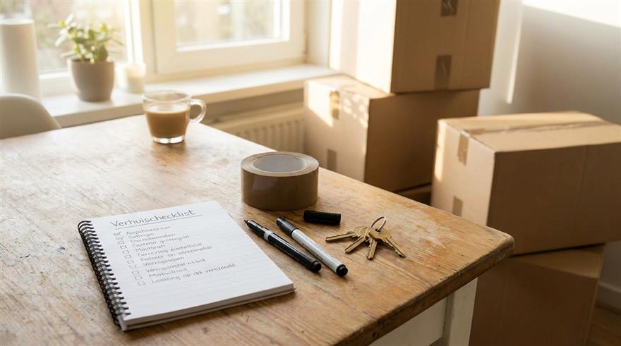 Verhuischecklist op een notitieblok