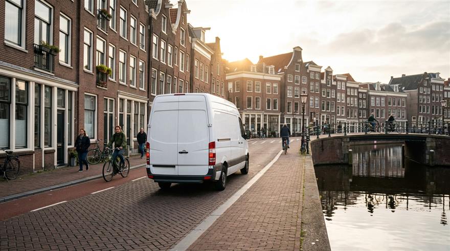Bestelbus in de binnenstad met milieuzone